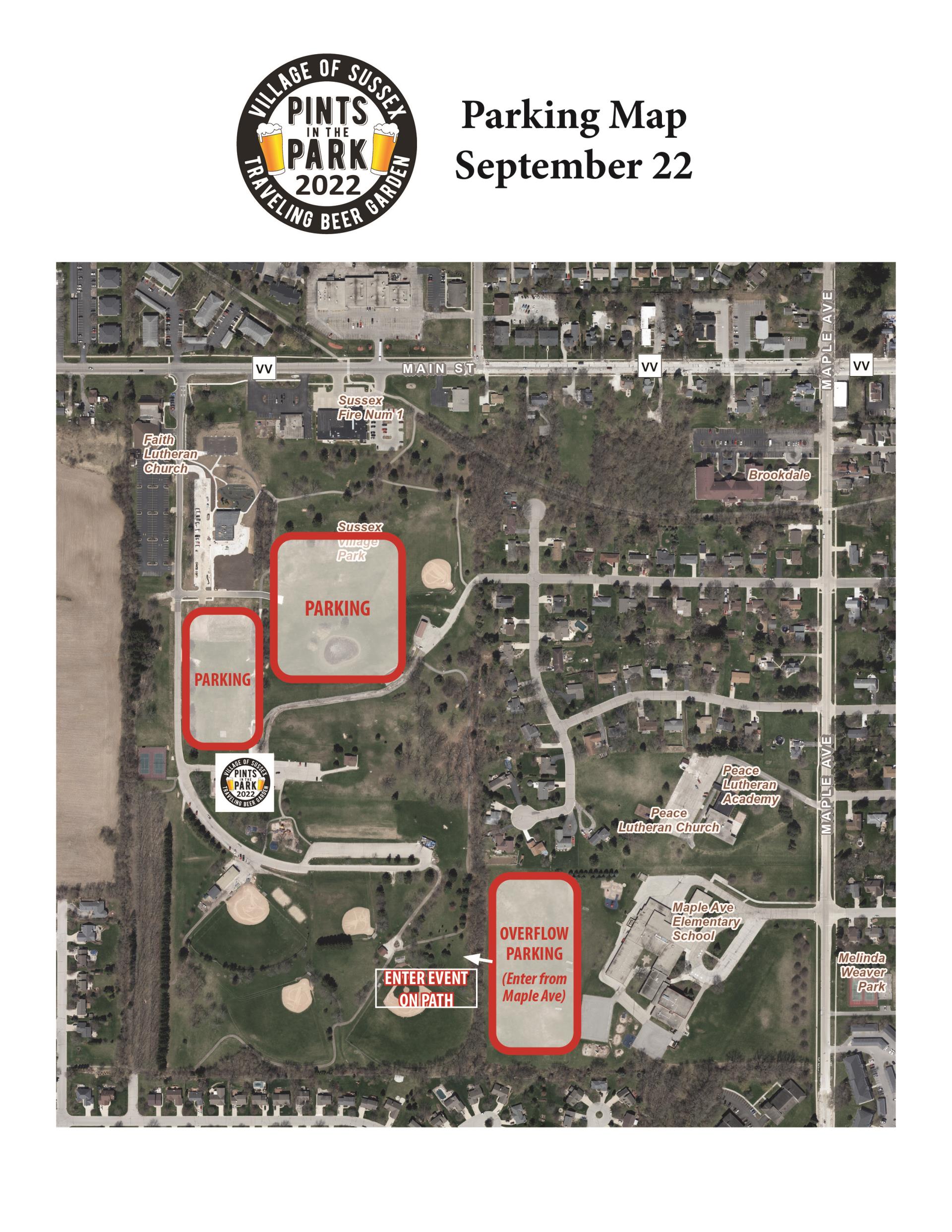 Pints in the Park Parking Map 092222