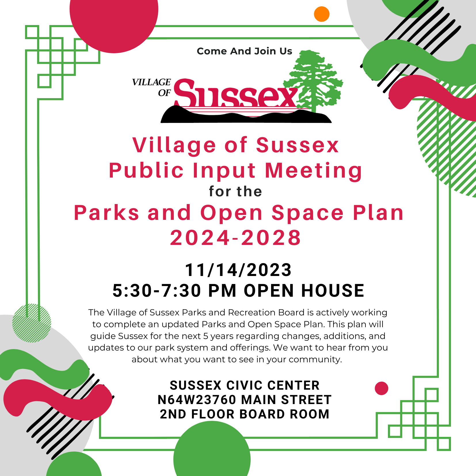 Public Input Meeting - Parks and Open Space Plan 11.14.23