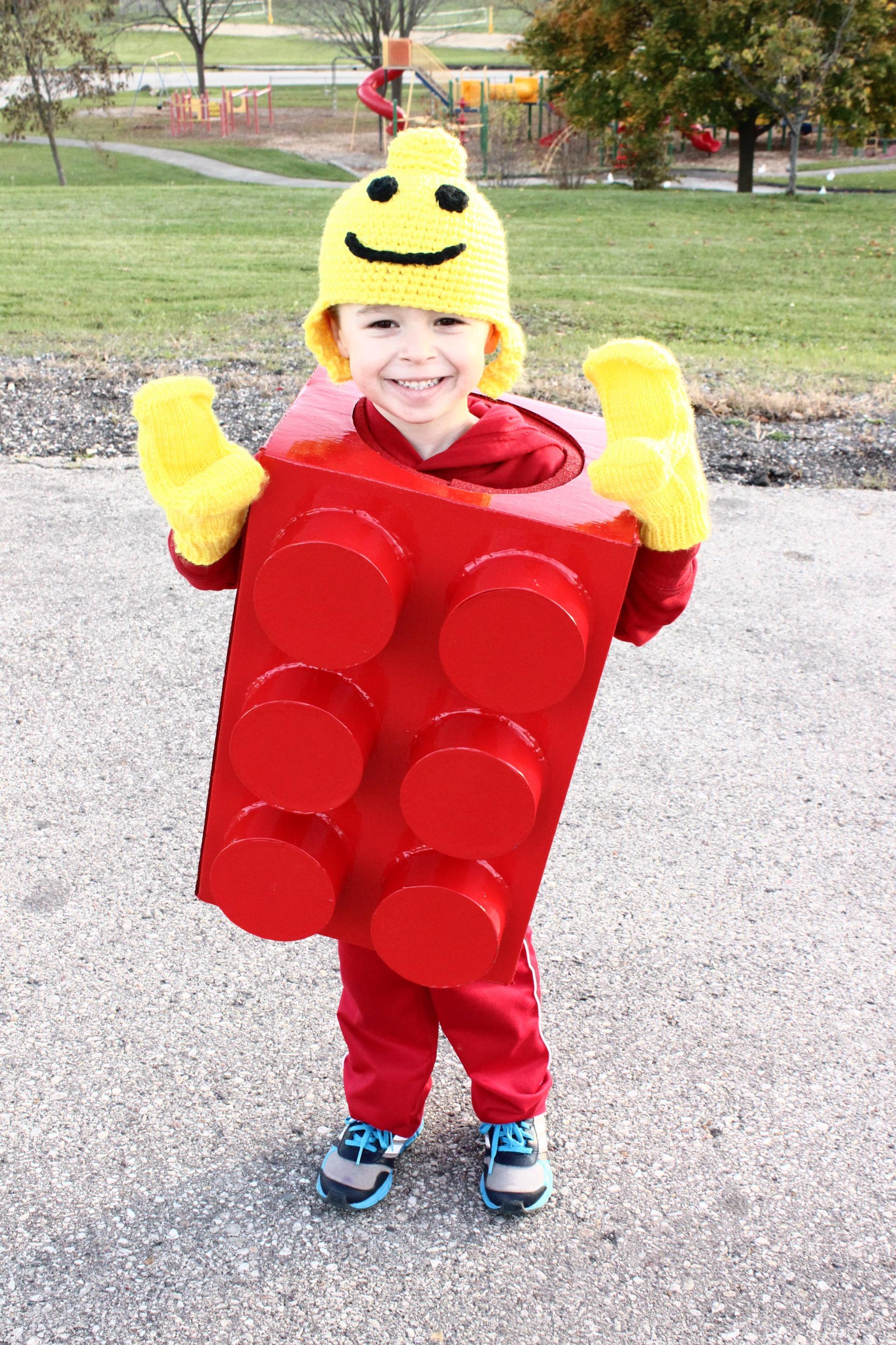 child in Lego costume